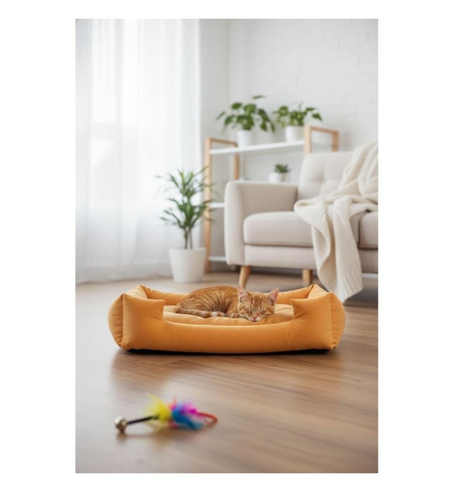 Panier pour animaux jaune 100 % polyester