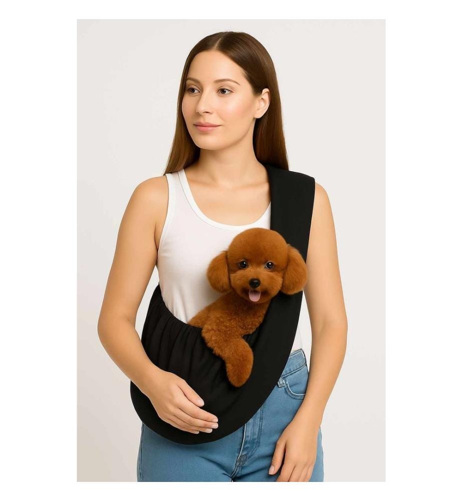 Sac de transport ventral pour chien noir 100 % coton