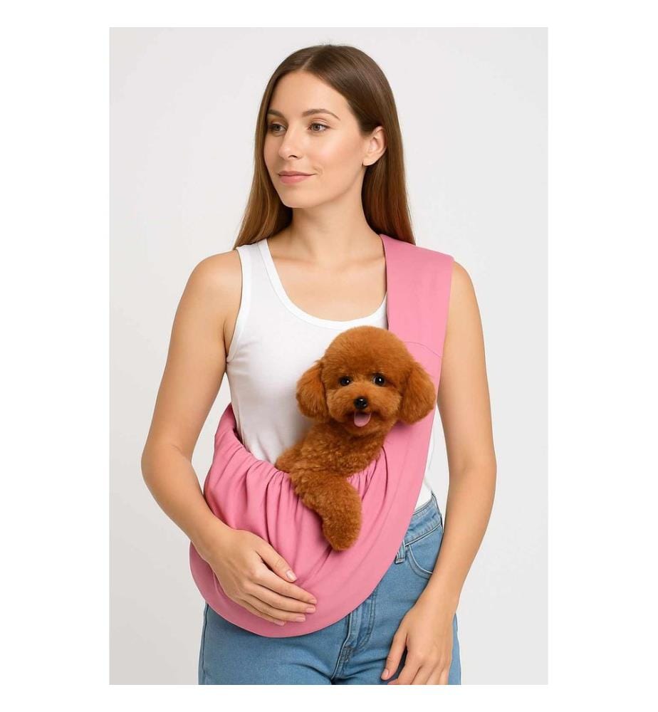 Sac de transport ventral pour chien rose 100 % coton