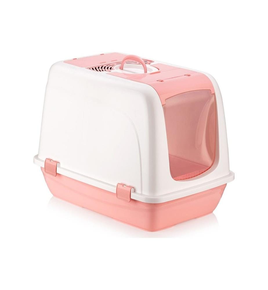 Bac à litière pour chat rose 100 % plastique