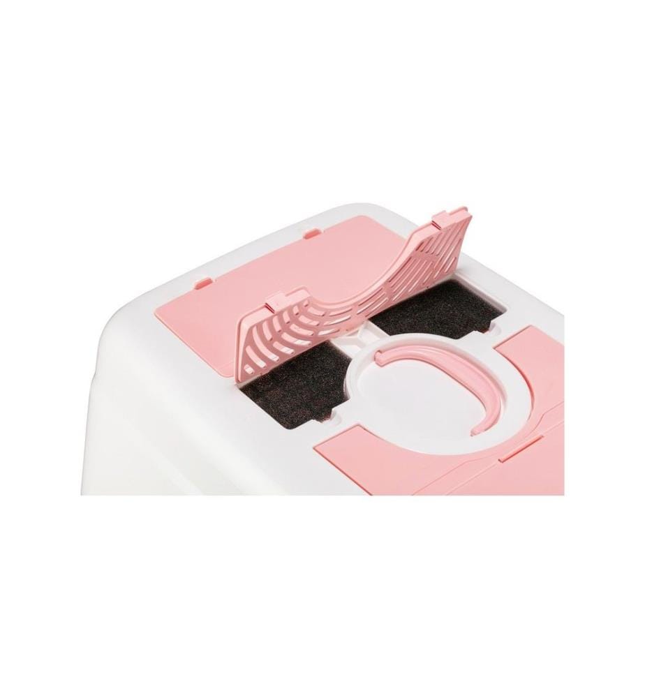 Bac à litière pour chat rose 100 % plastique
