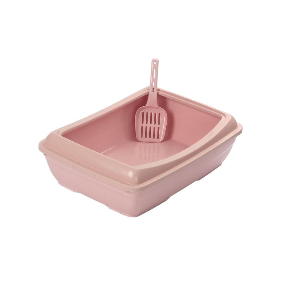 Bac à litière pour chat rose 100 % plastique