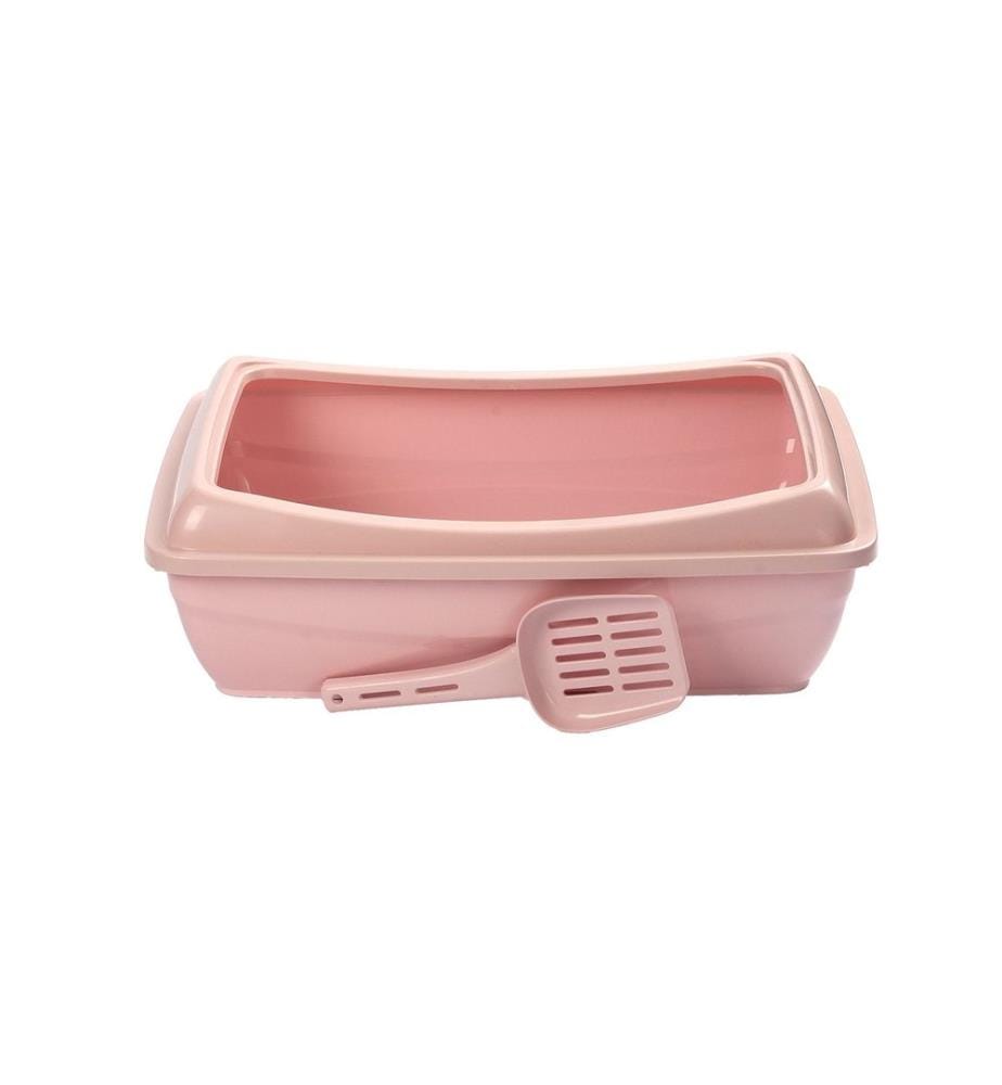 Bac à litière pour chat rose 100 % plastique