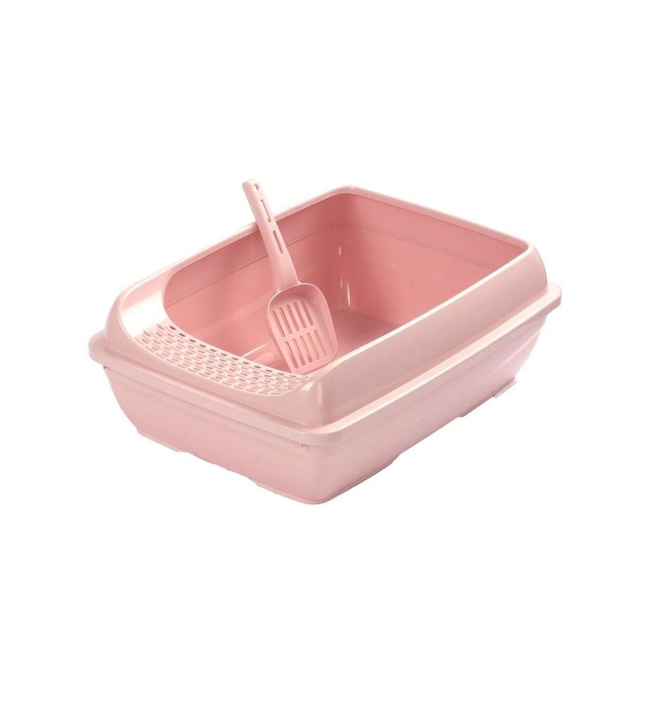 Bac à litière pour chat rose 100 % plastique