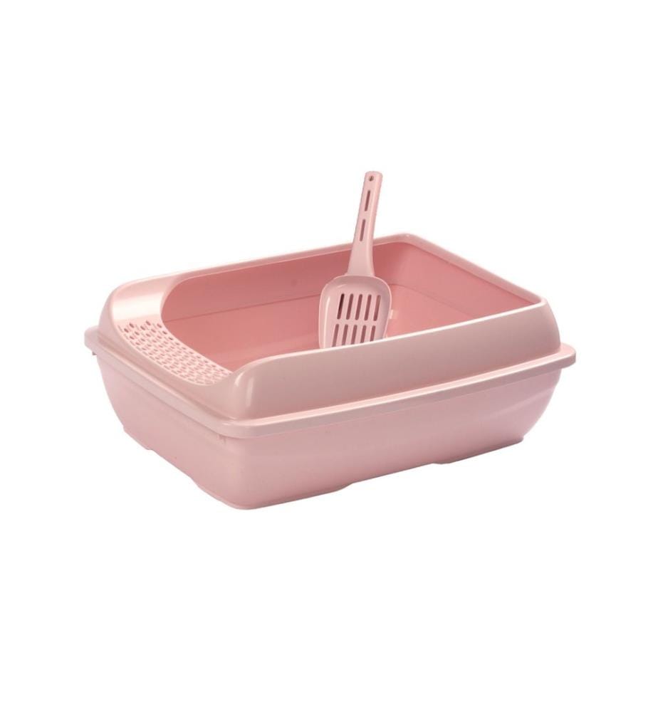 Bac à litière pour chat rose 100 % plastique