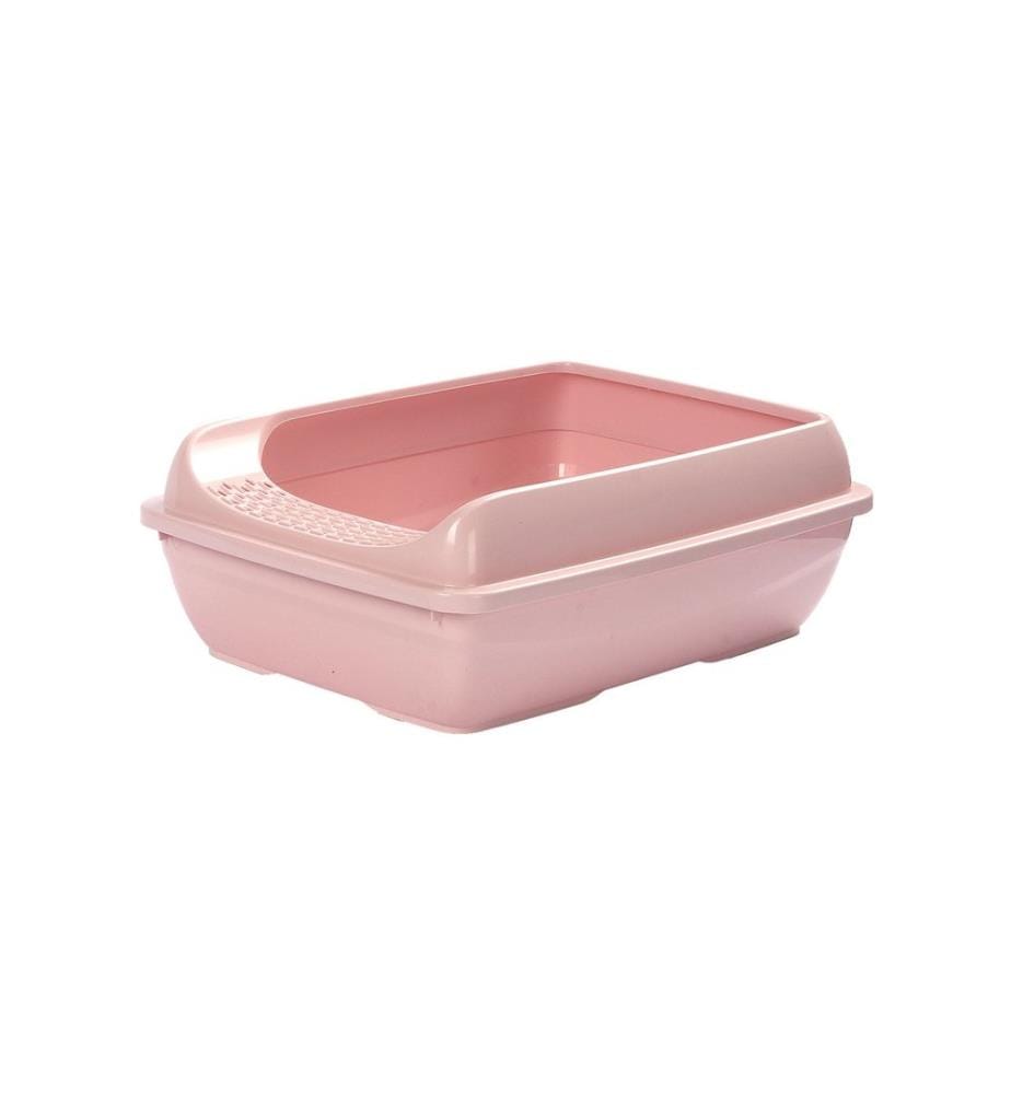 Bac à litière pour chat rose 100 % plastique