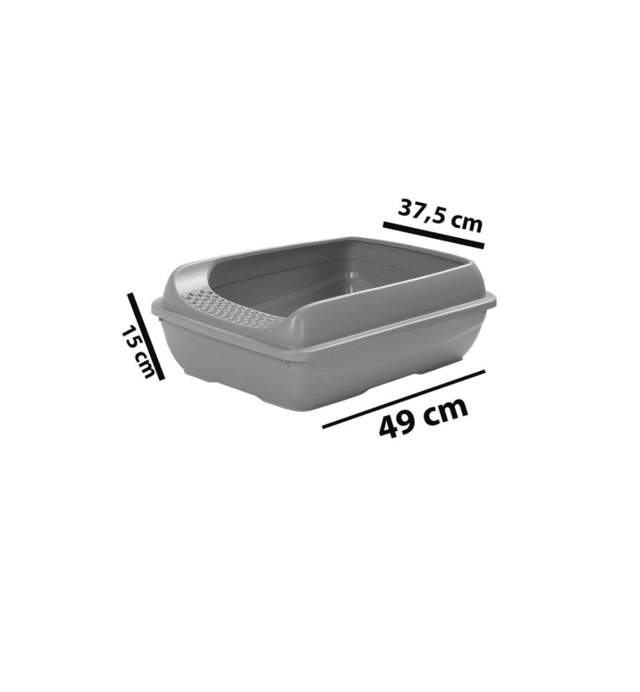 Bac à litière pour chat gris 100 % plastique