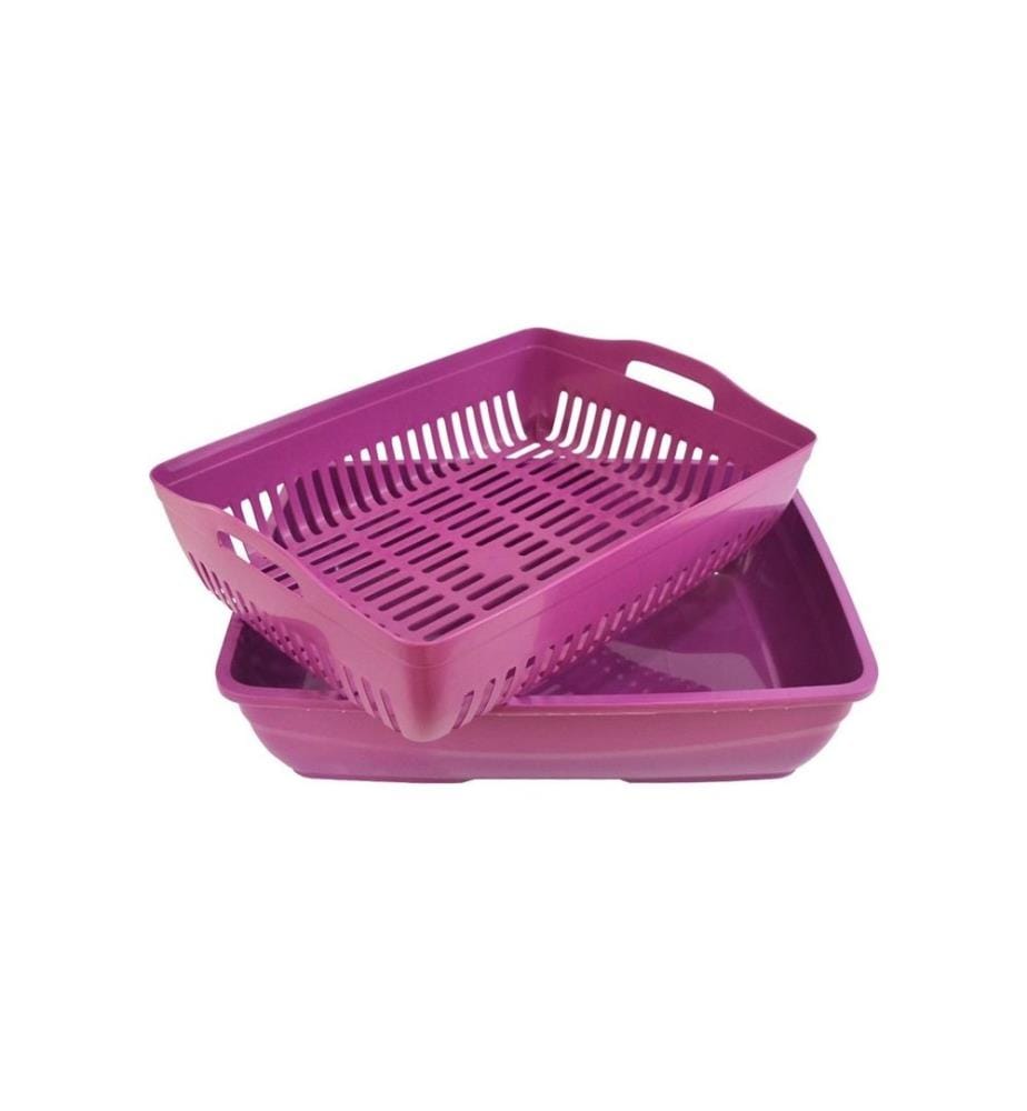 Bac à litière pour chat fuchsia 100 % plastique