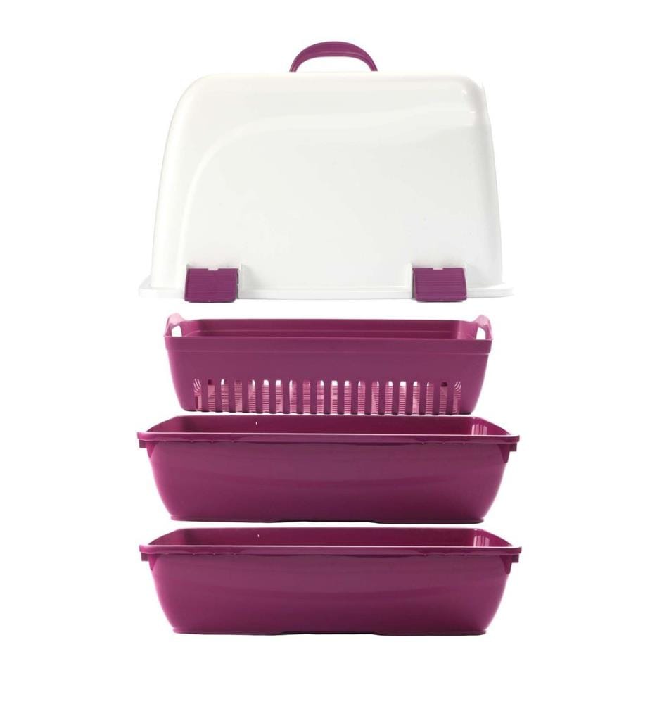 Bac à litière pour chat fuchsia 100 % plastique