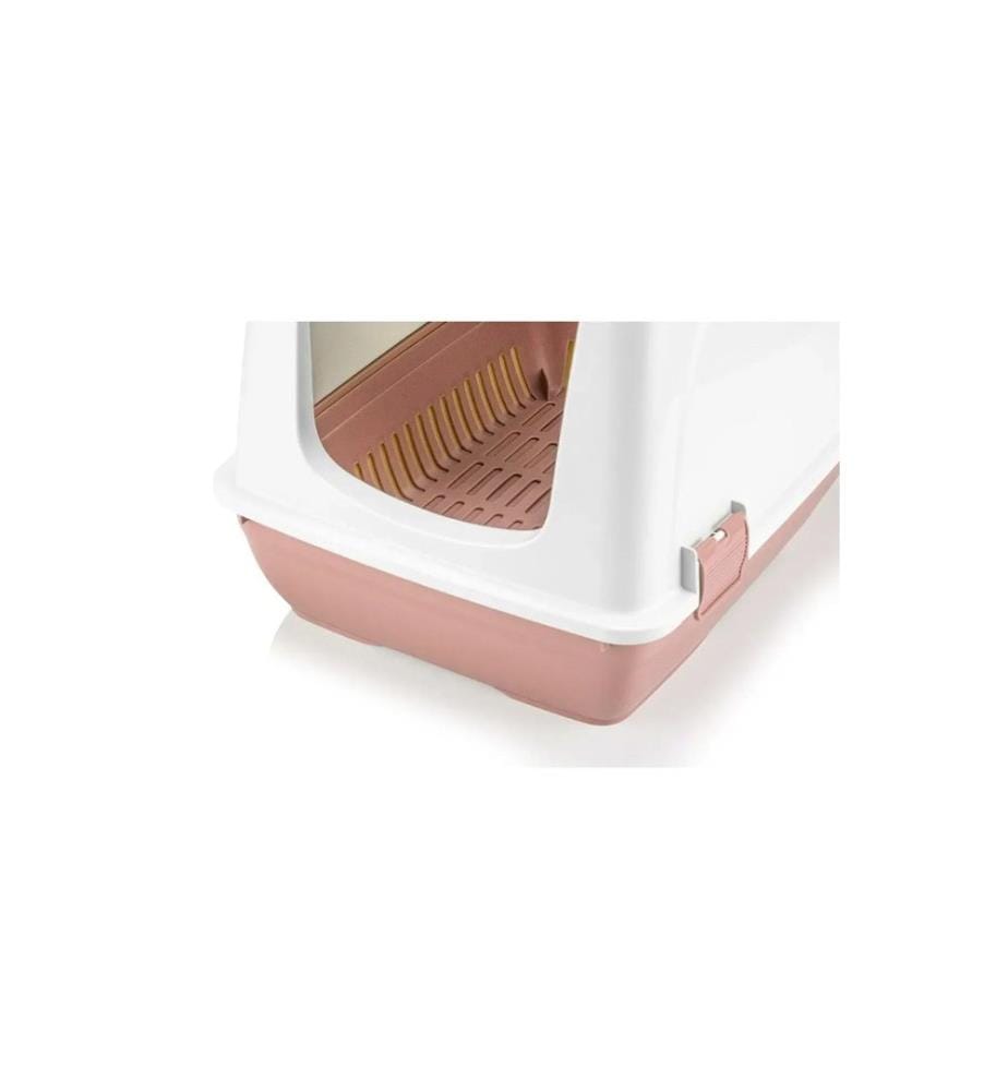 Bac à litière pour chat rose 100 % plastique