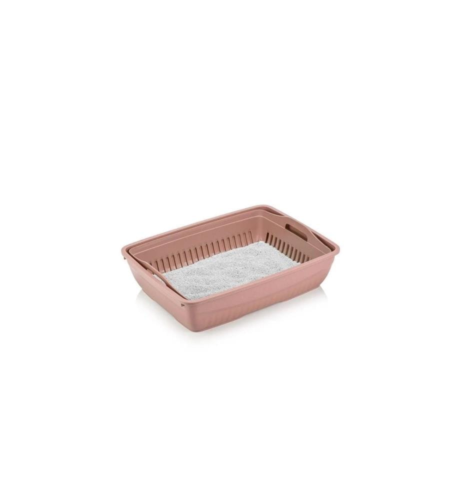 Bac à litière pour chat rose 100 % plastique