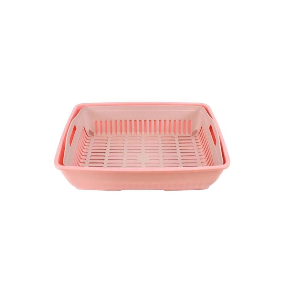 Bac à litière pour chat rose 100 % plastique