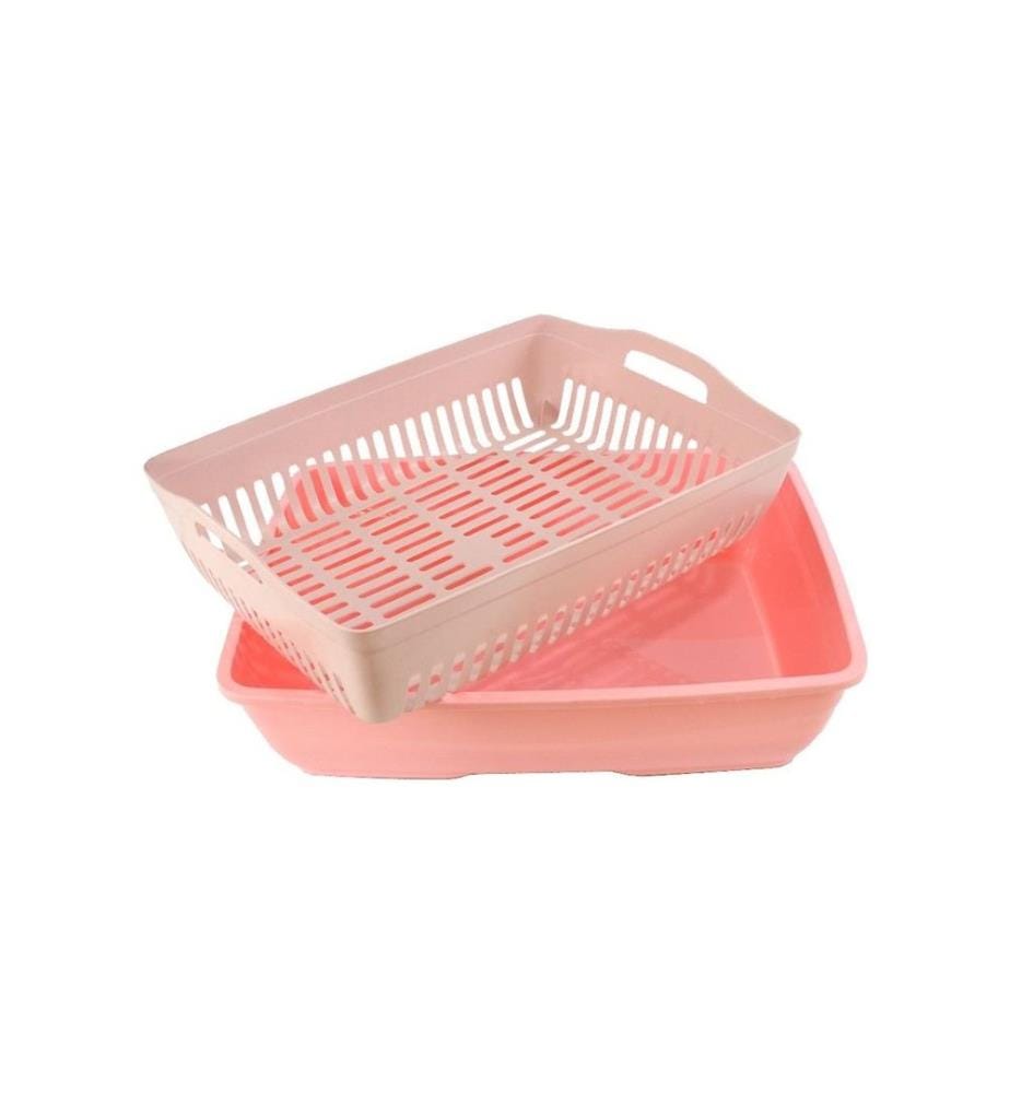 Bac à litière pour chat rose 100 % plastique