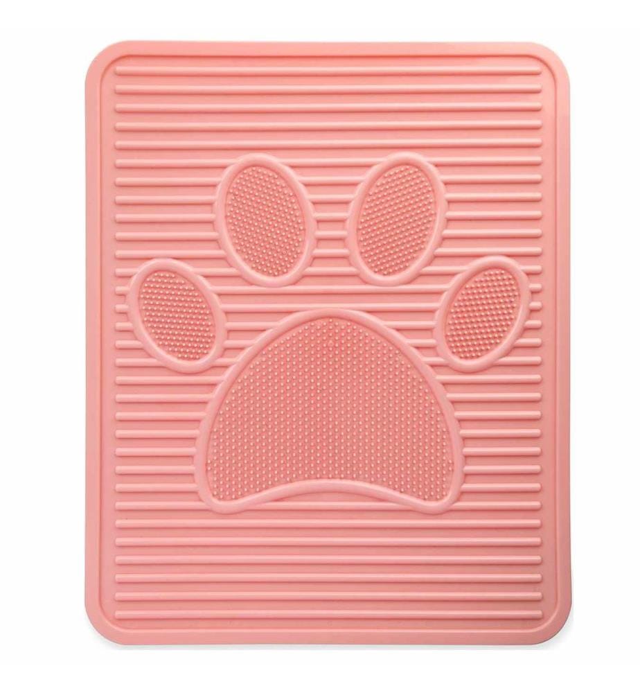 Tapis de litière pour chat rose 100 % plastique
