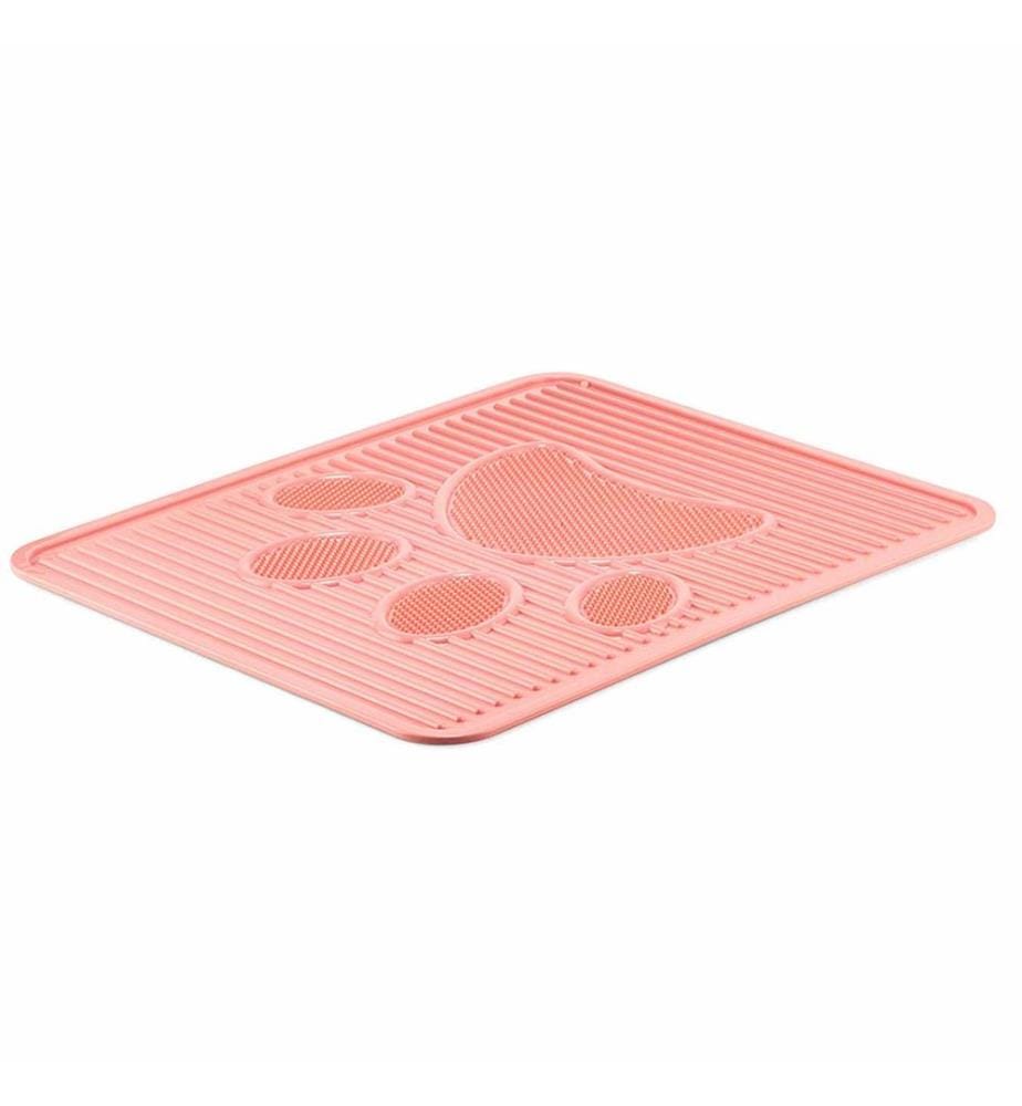 Tapis de litière pour chat rose 100 % plastique