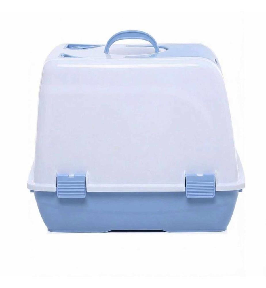 Bac à litière pour chat bleu 100 % plastique