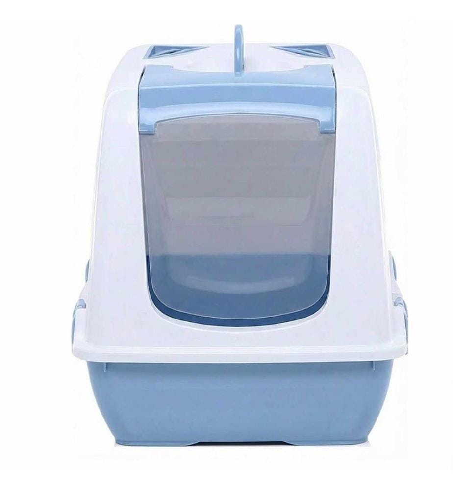 Bac à litière pour chat bleu 100 % plastique