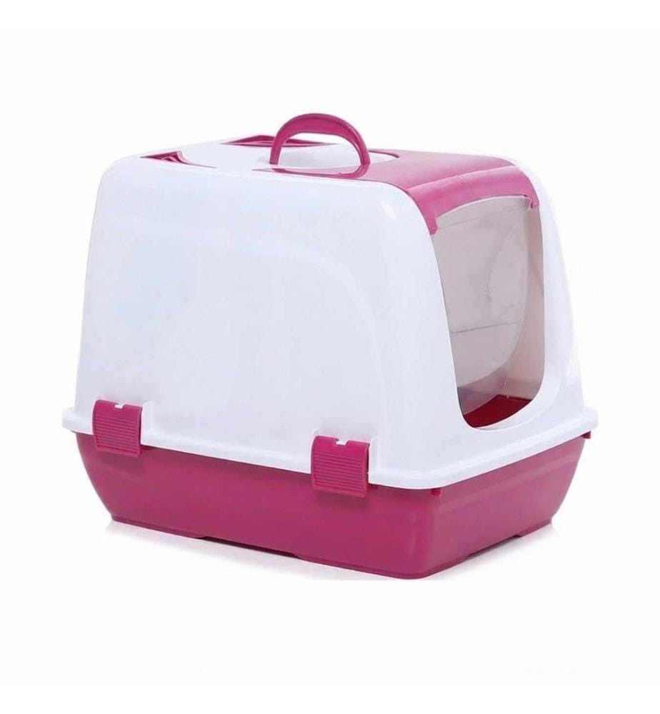 Bac à litière pour chat fuchsia 100 % plastique
