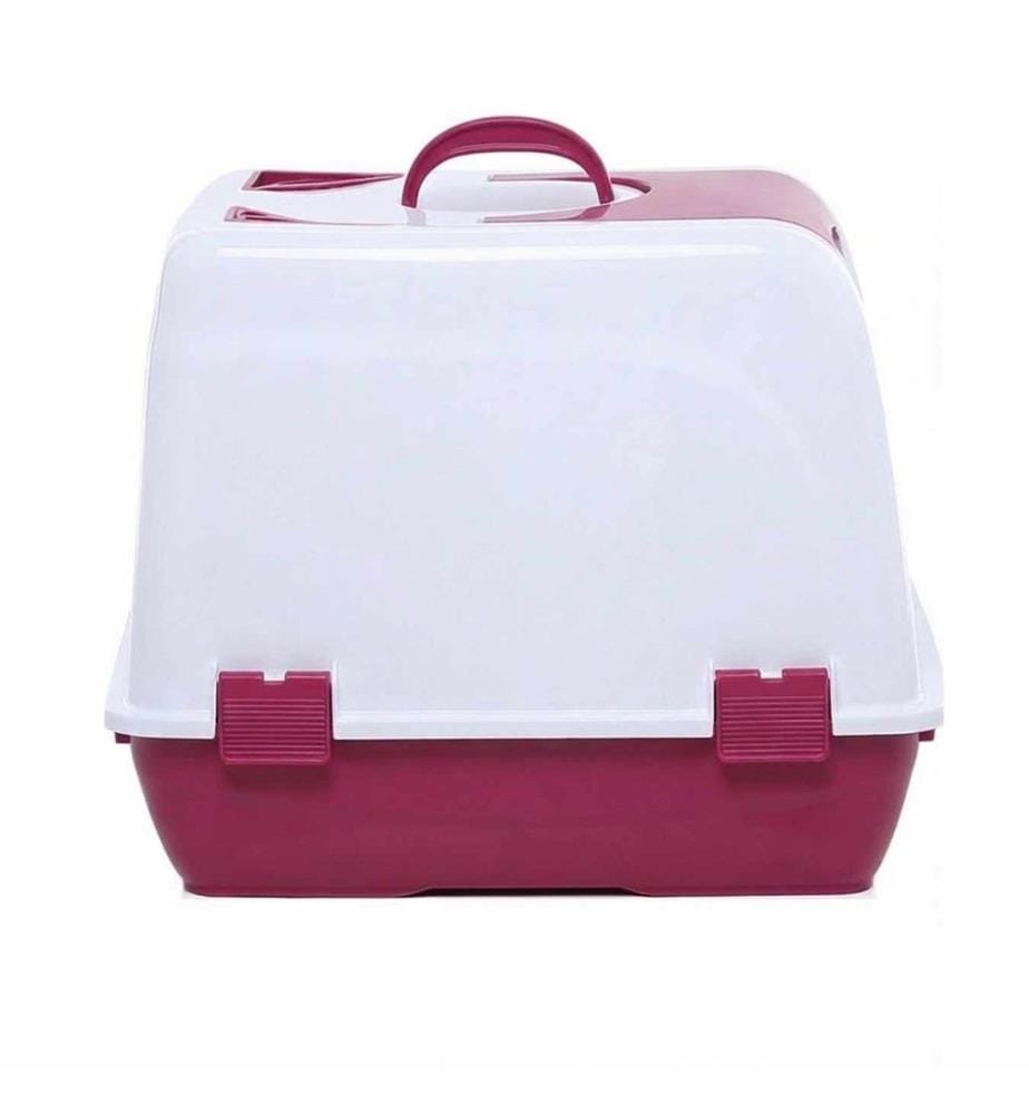 Bac à litière pour chat fuchsia 100 % plastique
