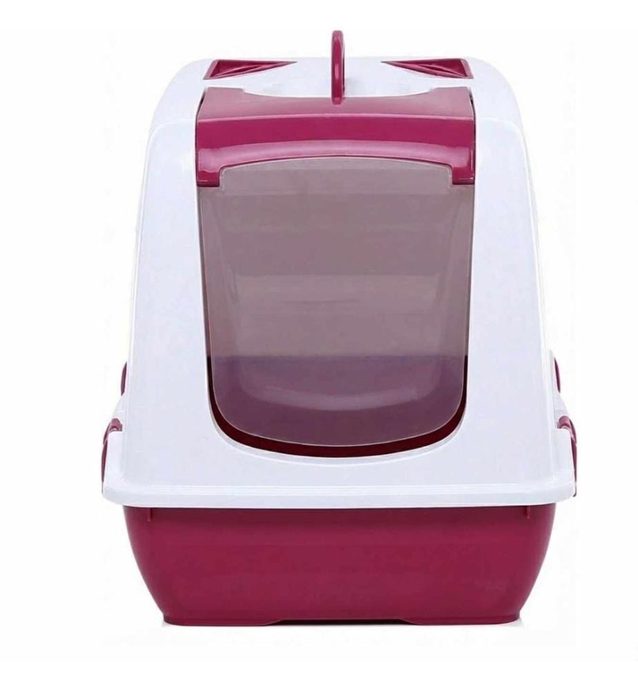 Bac à litière pour chat fuchsia 100 % plastique
