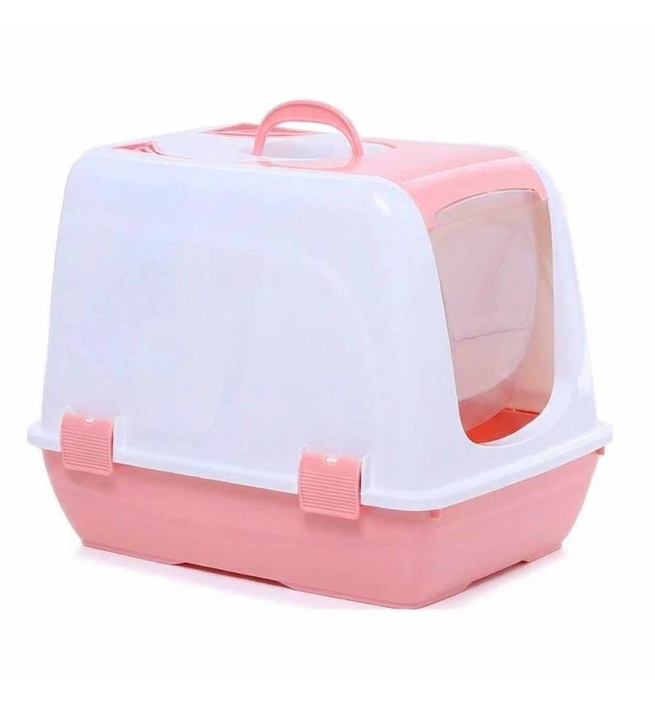 Bac à litière pour chat rose 100 % plastique