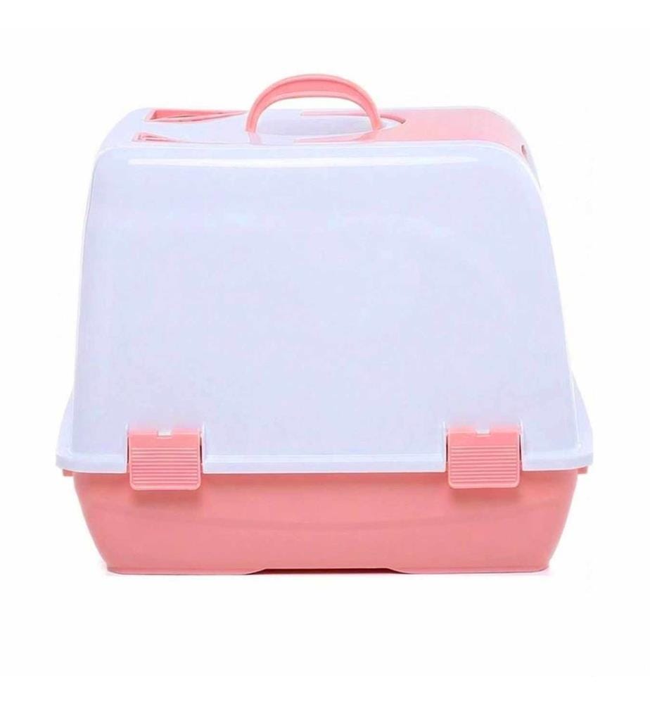 Bac à litière pour chat rose 100 % plastique