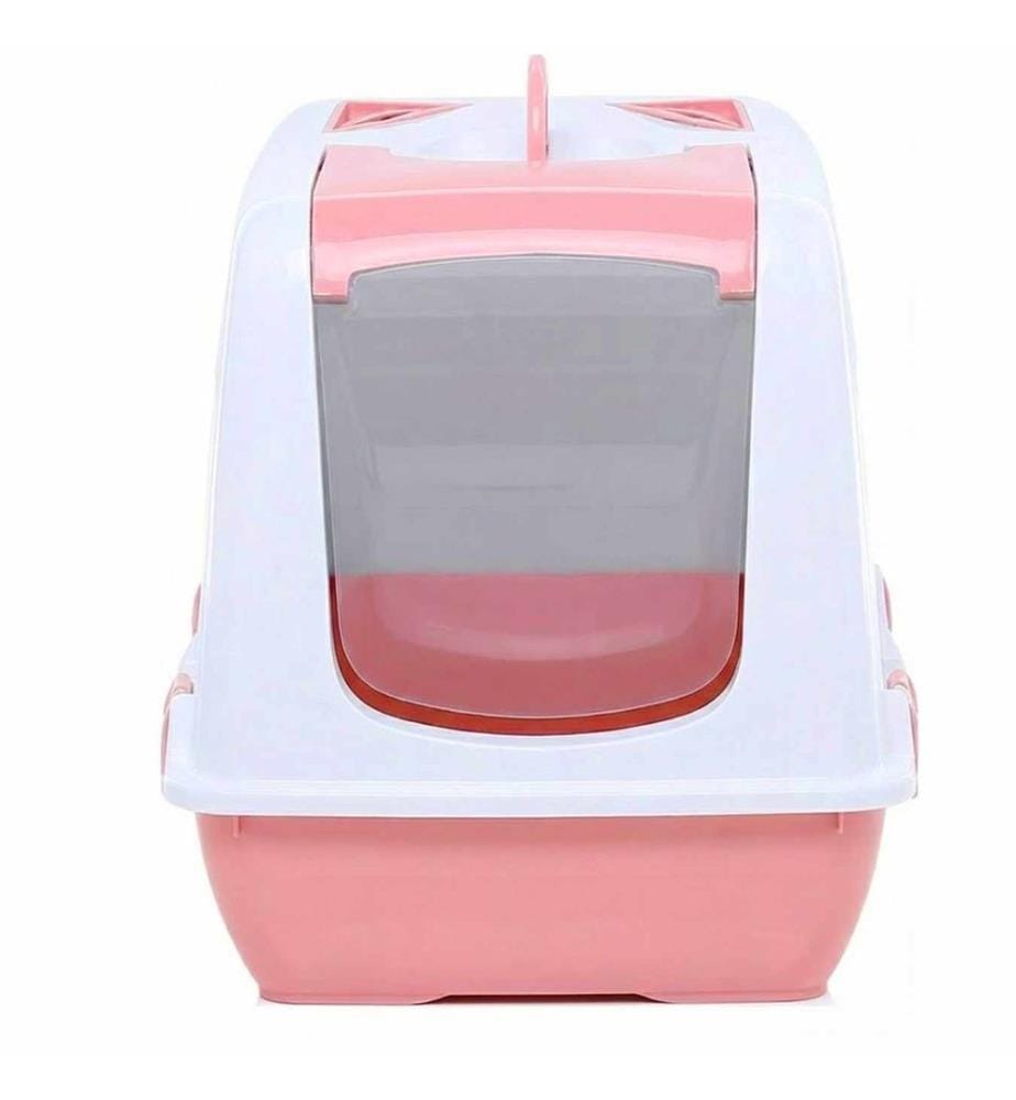 Bac à litière pour chat rose 100 % plastique
