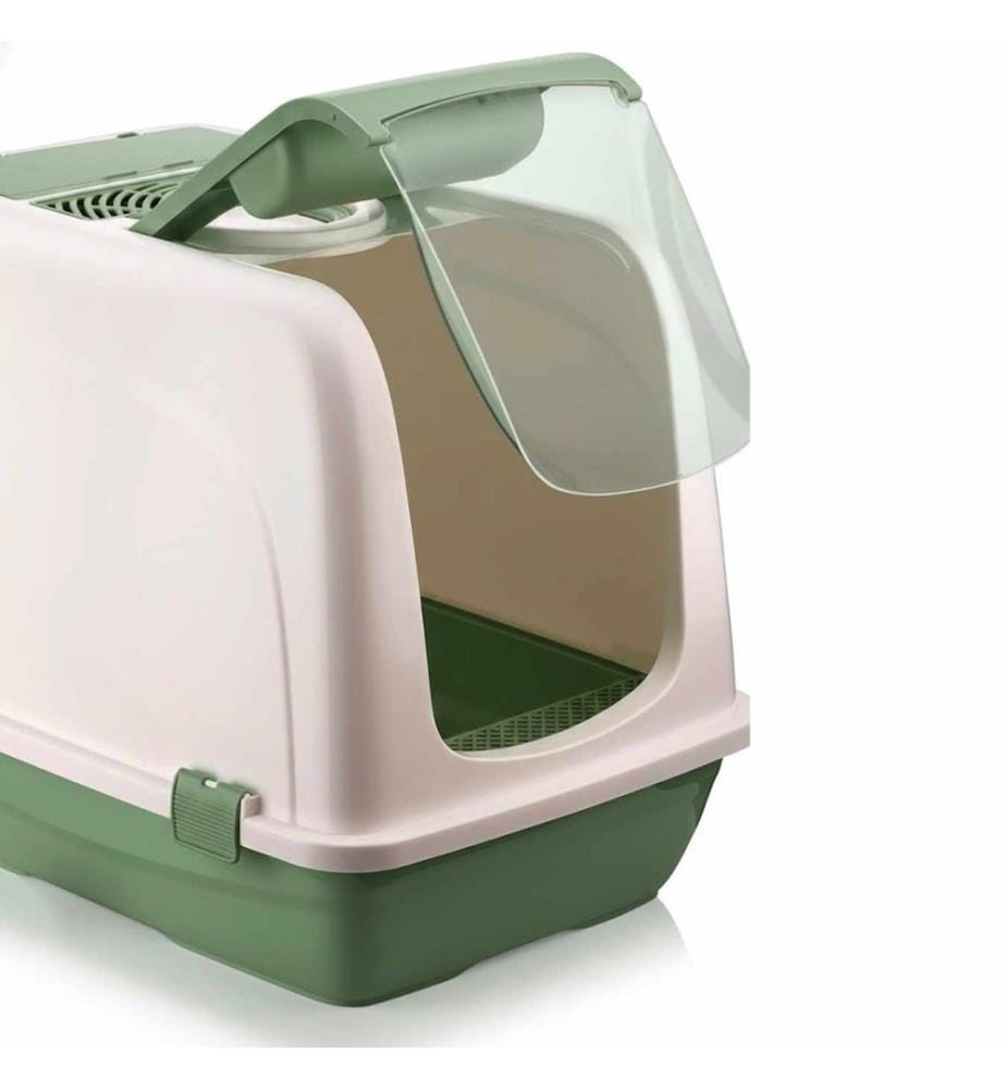 Bac à litière pour chat vert 100 % plastique