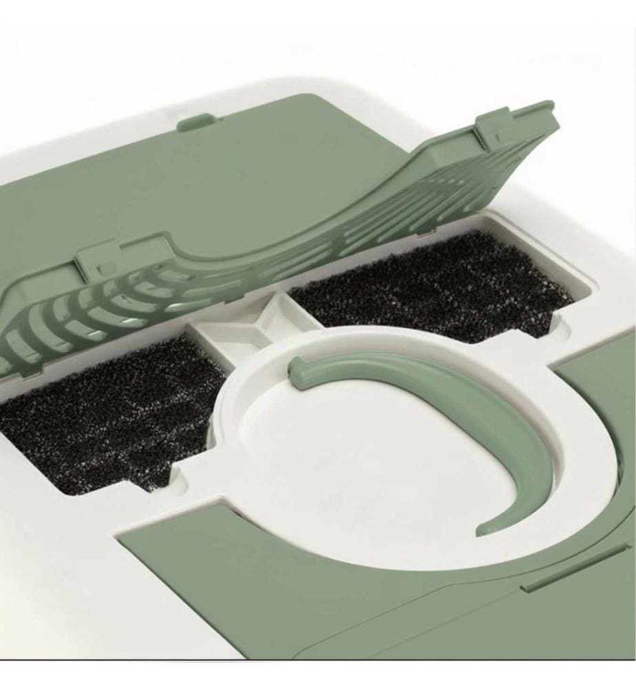 Bac à litière pour chat vert 100 % plastique