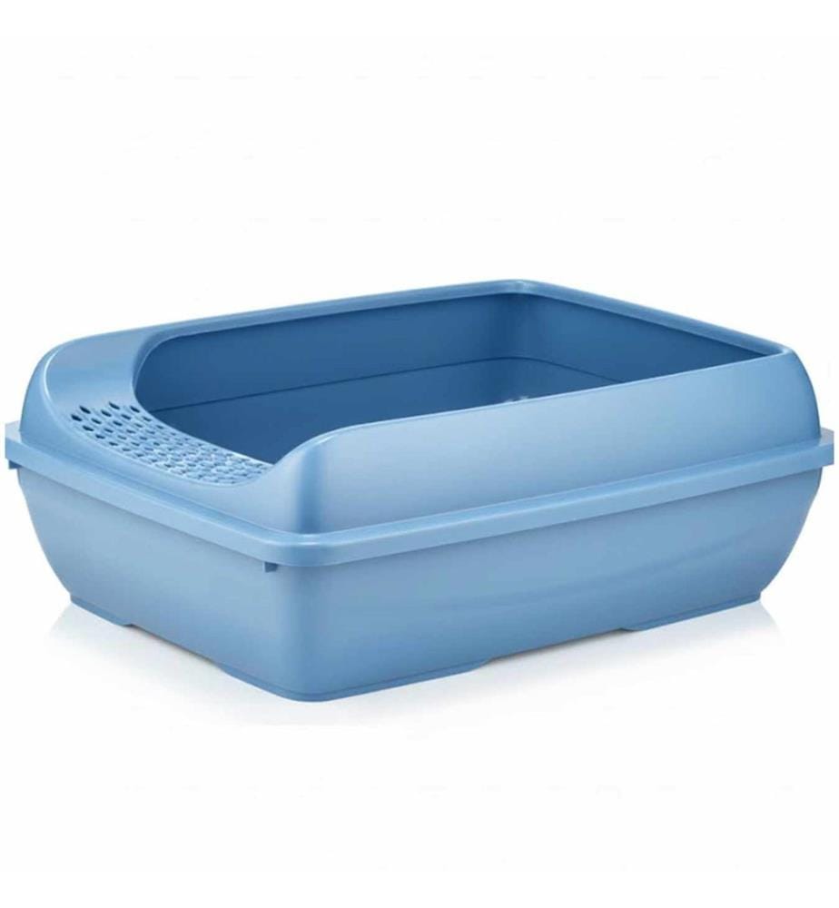 Bac à litière pour chat bleu 100 % plastique
