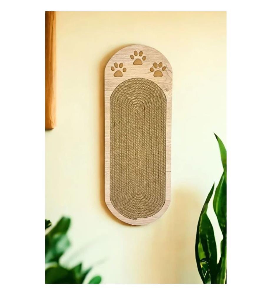 Griffoir pour chat beige chêne 70 % jute / 30 % MDF