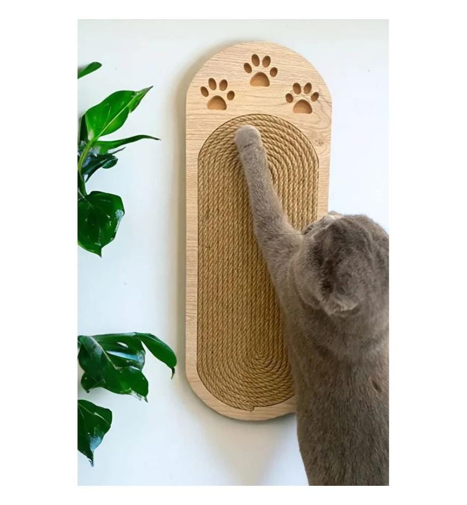 Griffoir pour chat beige chêne 70 % jute / 30 % MDF