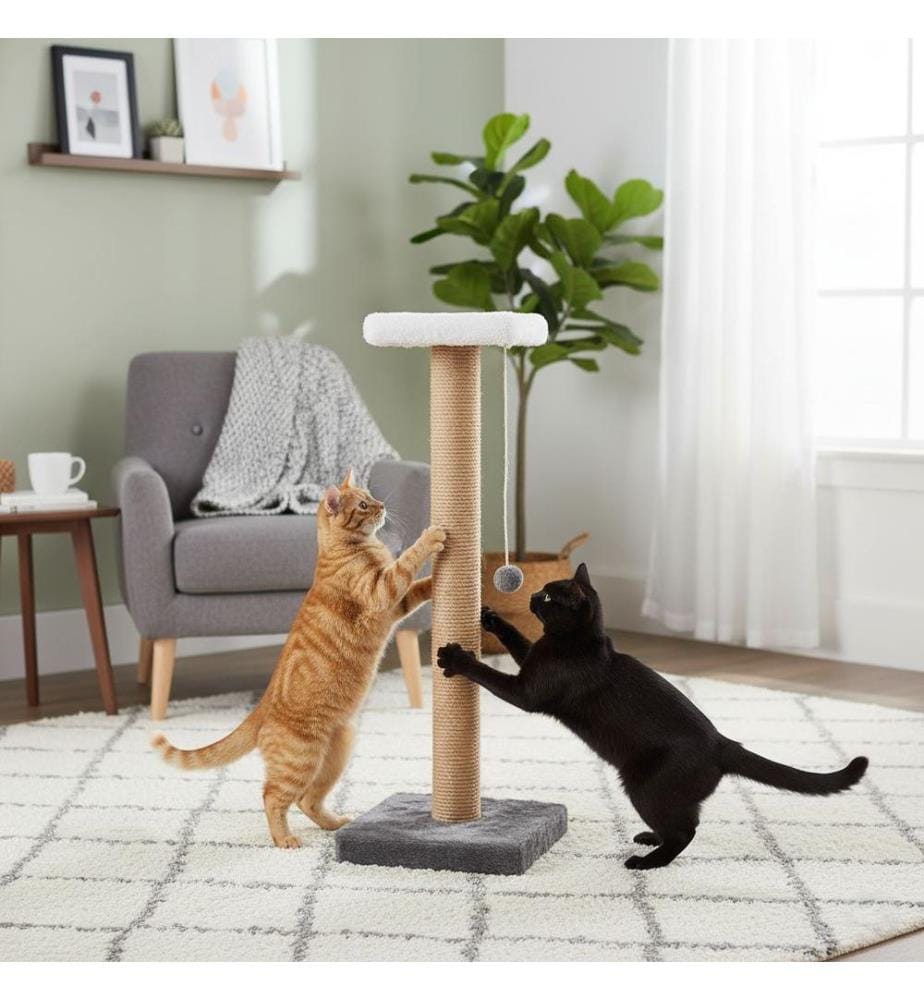 Griffoir pour chat anthracite beige blanc 100 % tissu WELSOFT