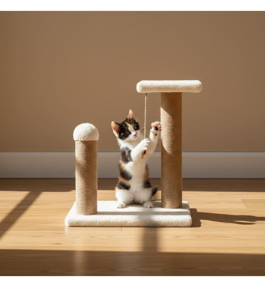 Griffoir pour chat blanc 100% tissu WELSOFT