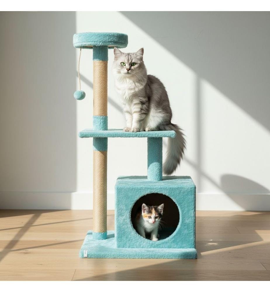 Maison pour chat turquoise 100 % tissu WELSOFT