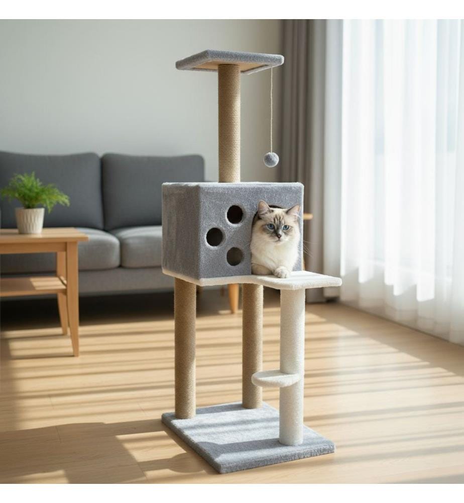 Maison pour chat grise 100% tissu WELSOFT