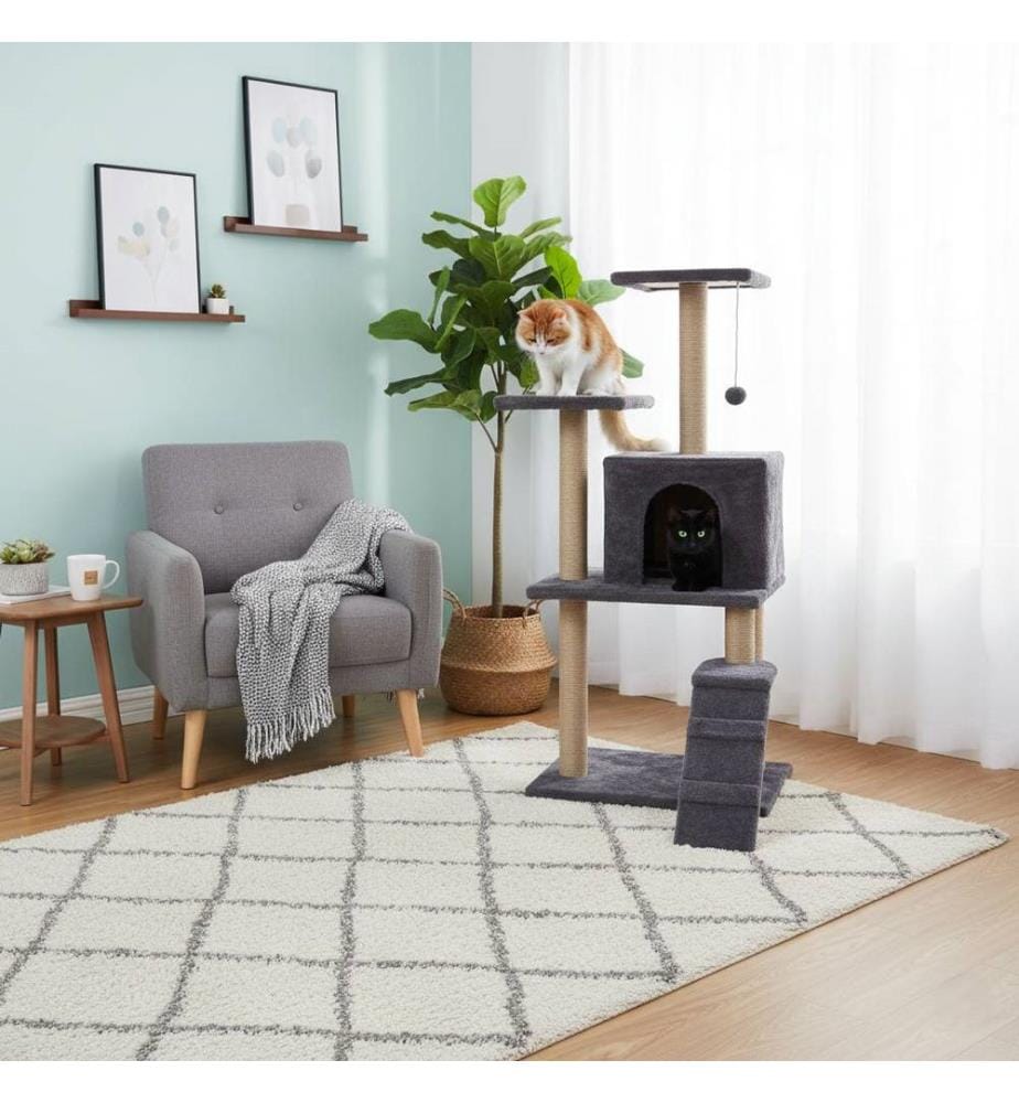 Maison pour chat anthracite 100 % tissu WELSOFT