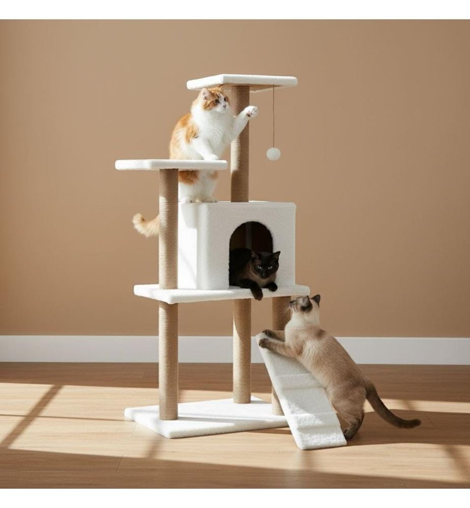 Maison pour chat blanche 100% tissu WELSOFT