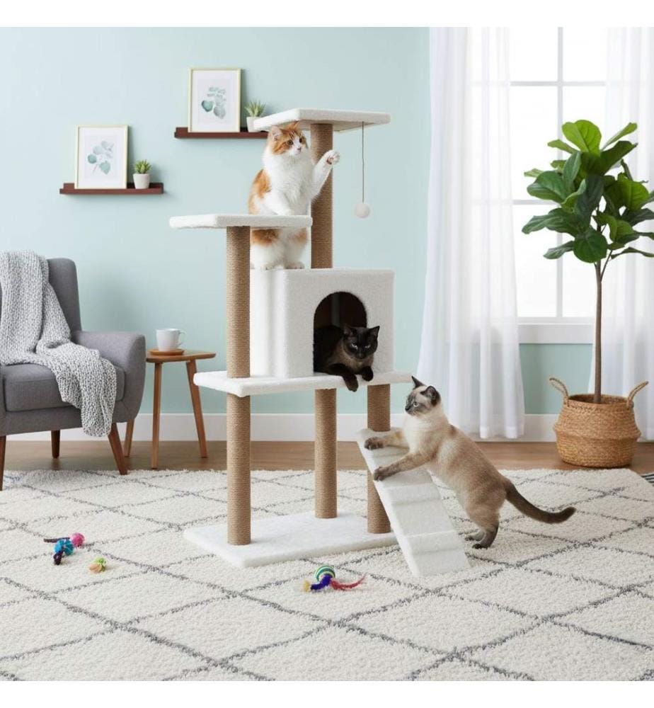 Maison pour chat blanche 100% tissu WELSOFT