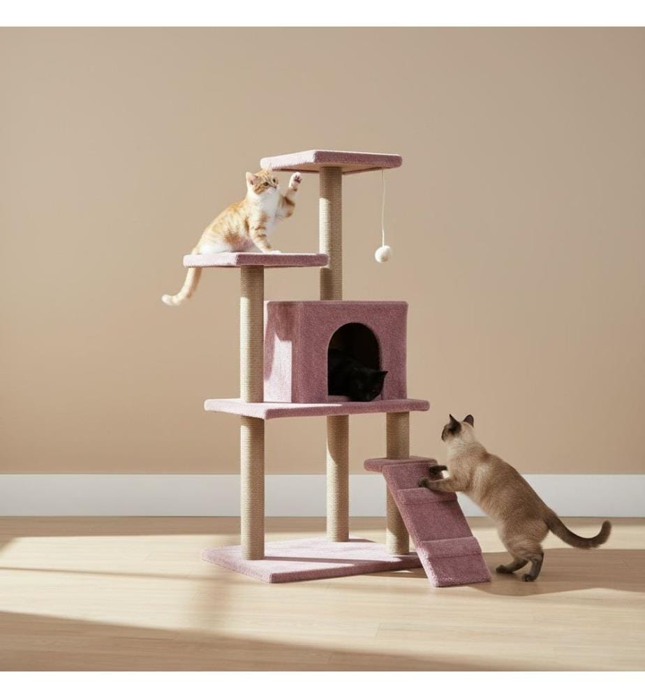 Maison pour chat Rose poudré 100 % tissu WELSOFT