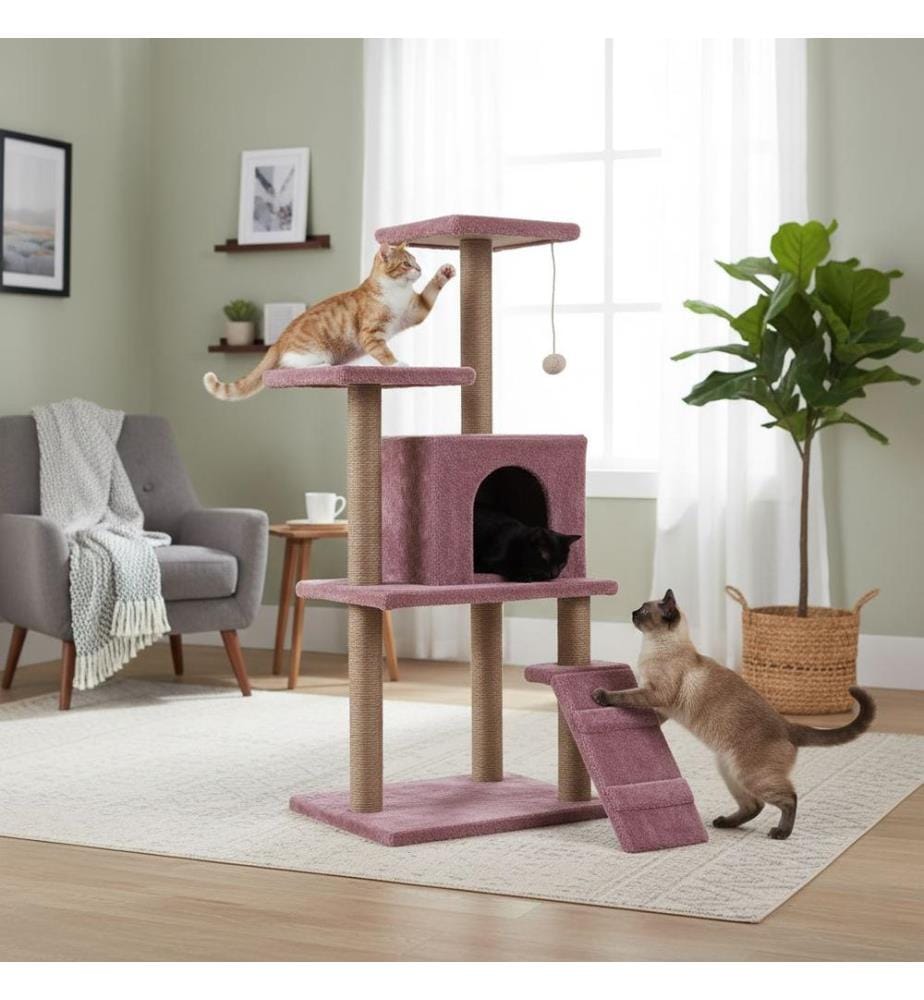 Maison pour chat Rose poudré 100 % tissu WELSOFT