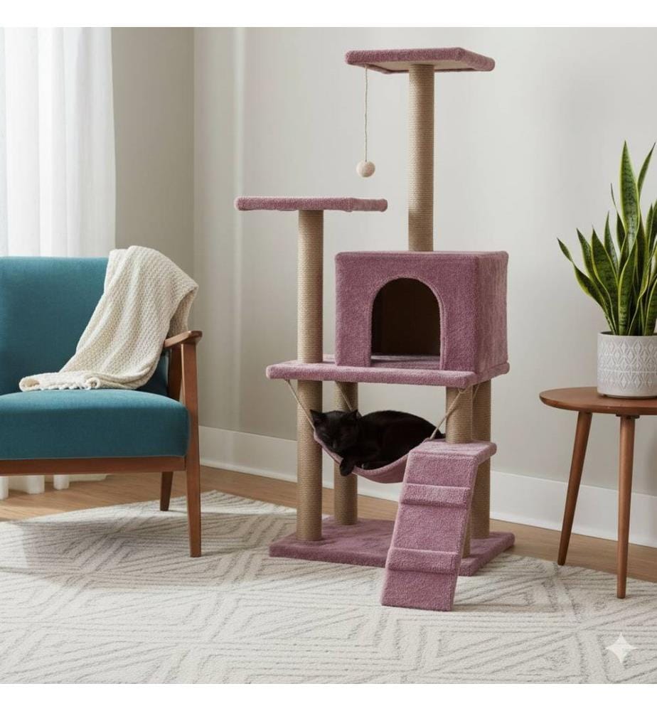 Maison pour chat Rose poudré 100 % tissu WELSOFT