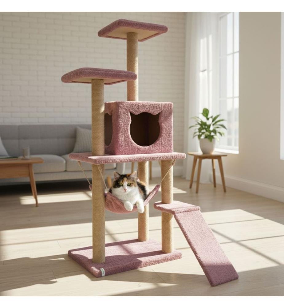 Maison pour chat Rose poudré 100 % tissu WELSOFT