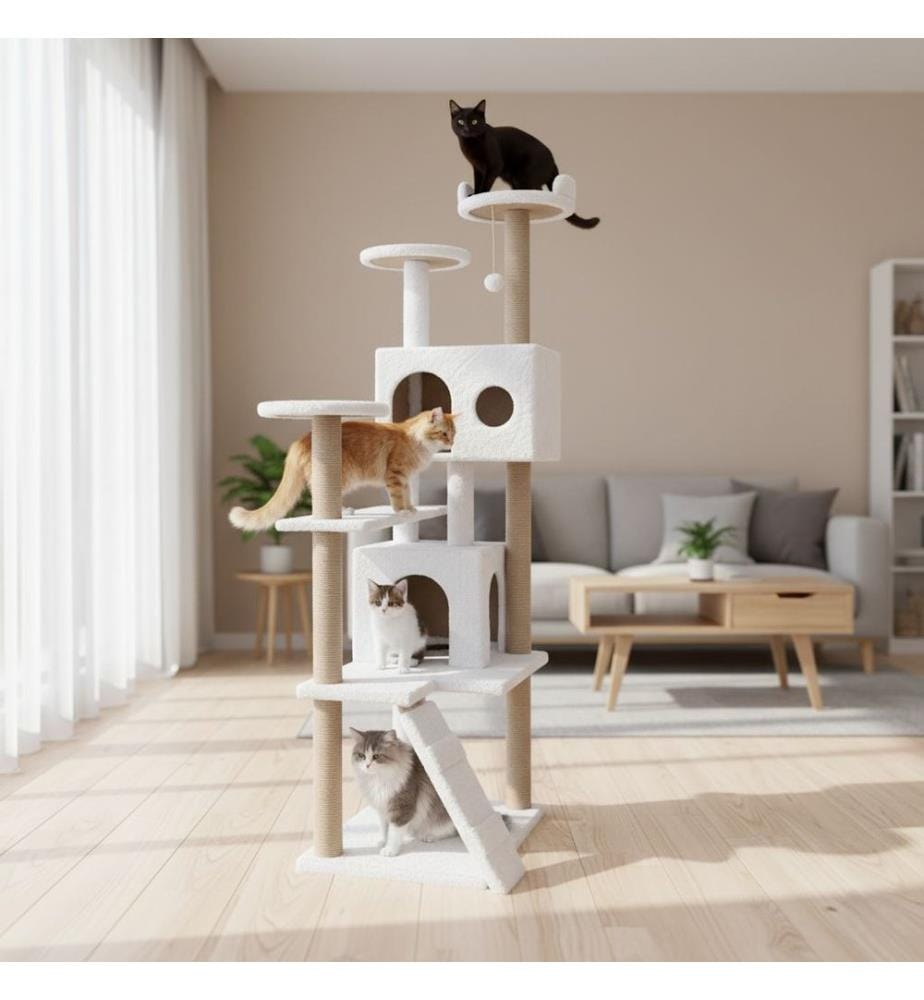 Maison pour chat blanche 100% tissu WELSOFT