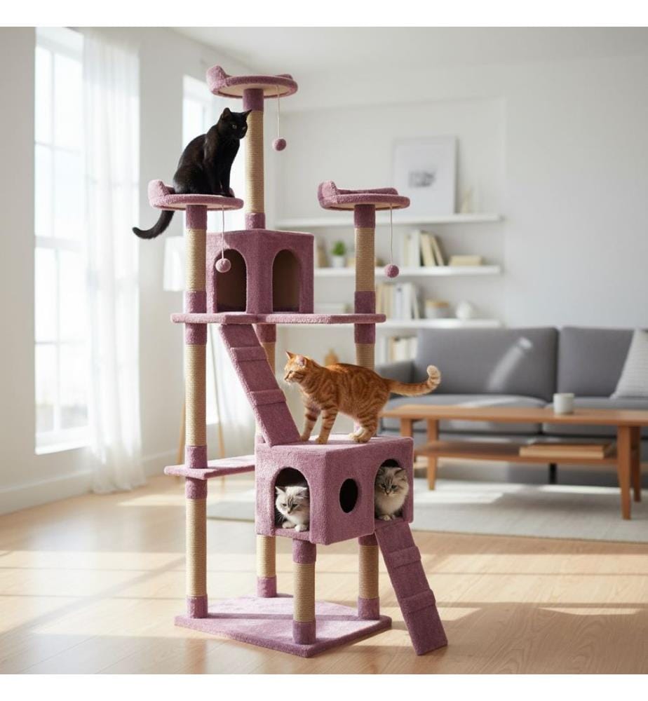 Maison pour chat Rose poudré 100 % tissu WELSOFT