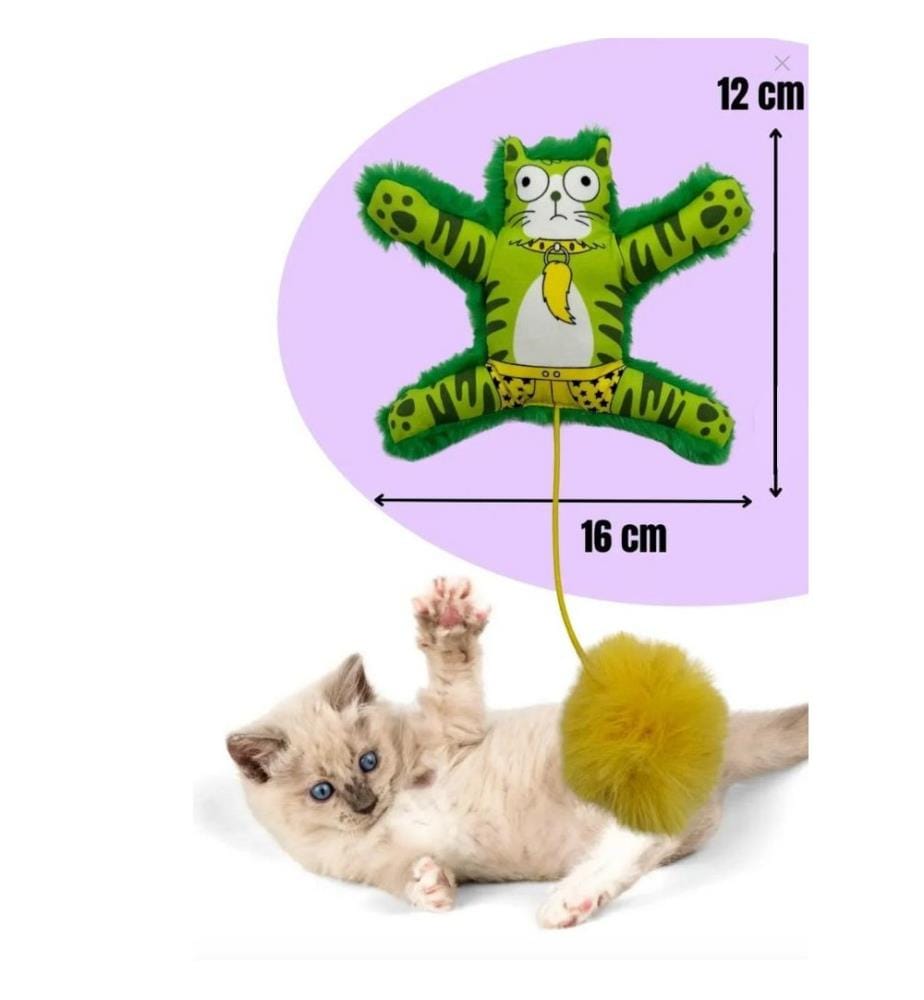 Jouet pour chat vert 100% peluche