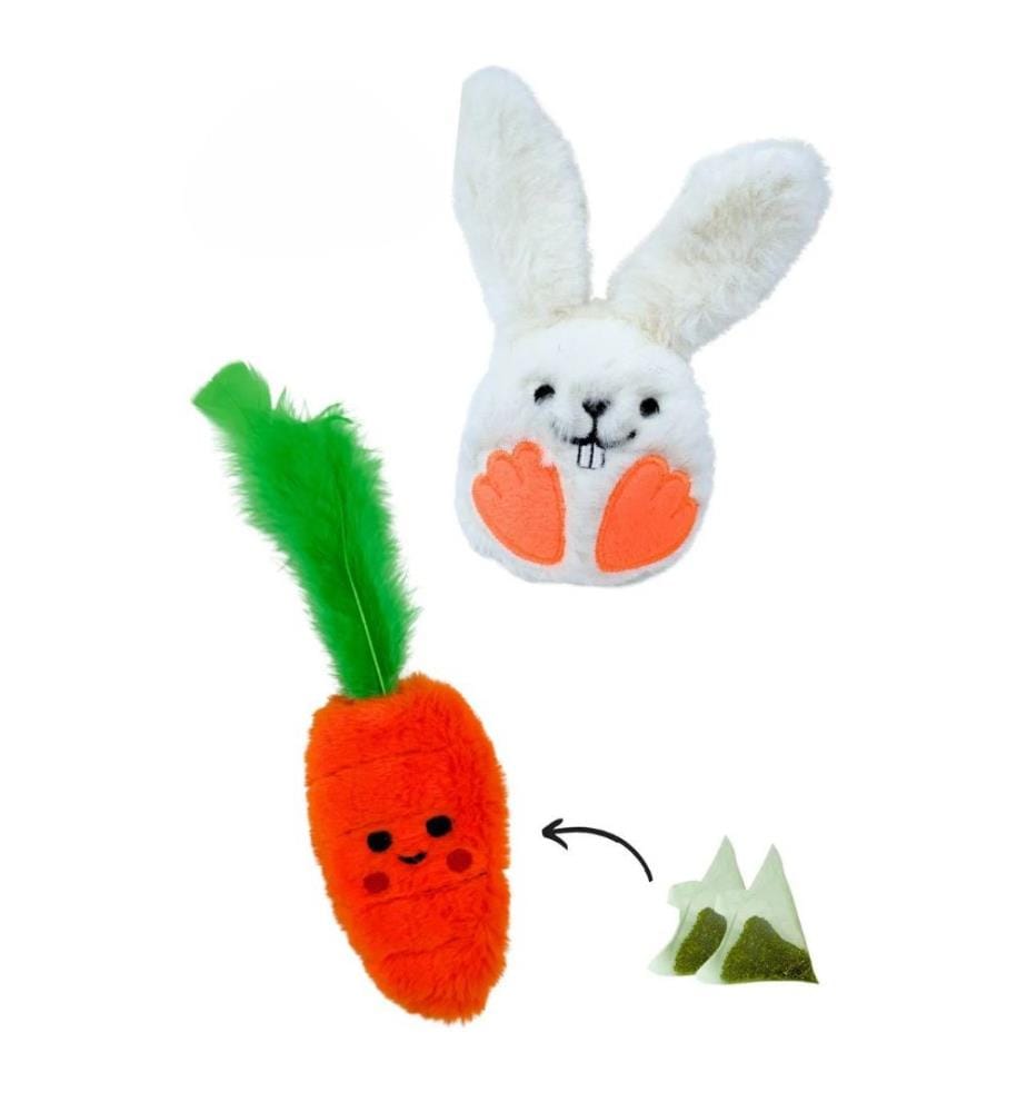 Jouet pour chat blanc et orange 100 % peluche