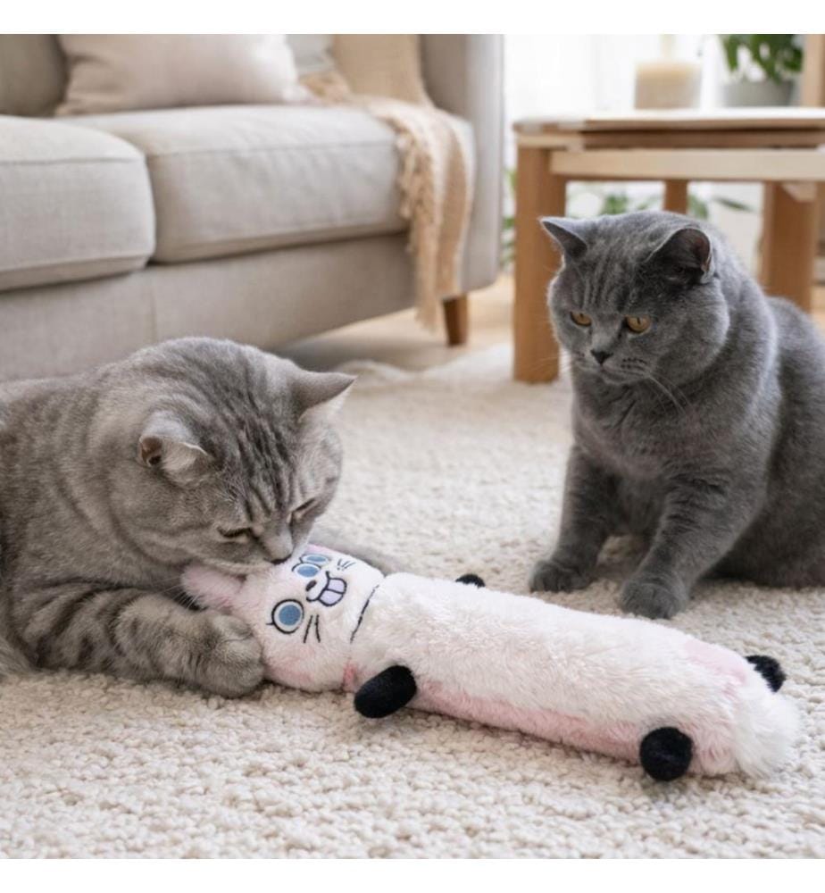 Jouet pour chat blanc et rose tissu : 100 % polyester