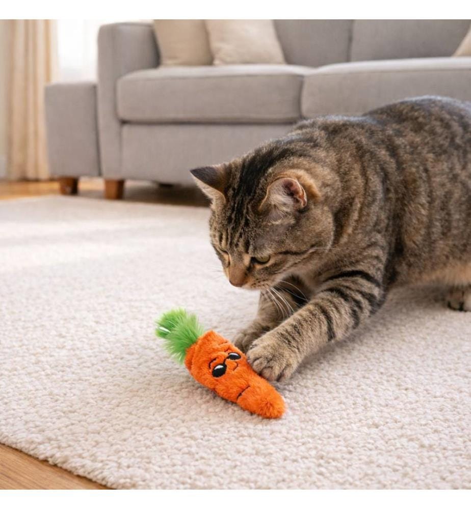 Jouet pour chat orange vert 100% peluche