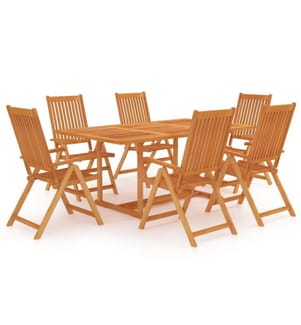 7-tlg. Garten-Essgruppe Massivholz Teak